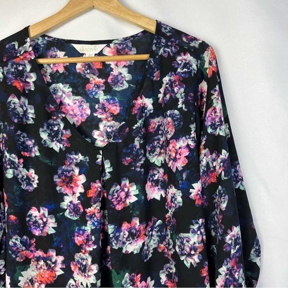 Decree Navy Blue & Pink Floral Long Sleeve Mini D… - image 3