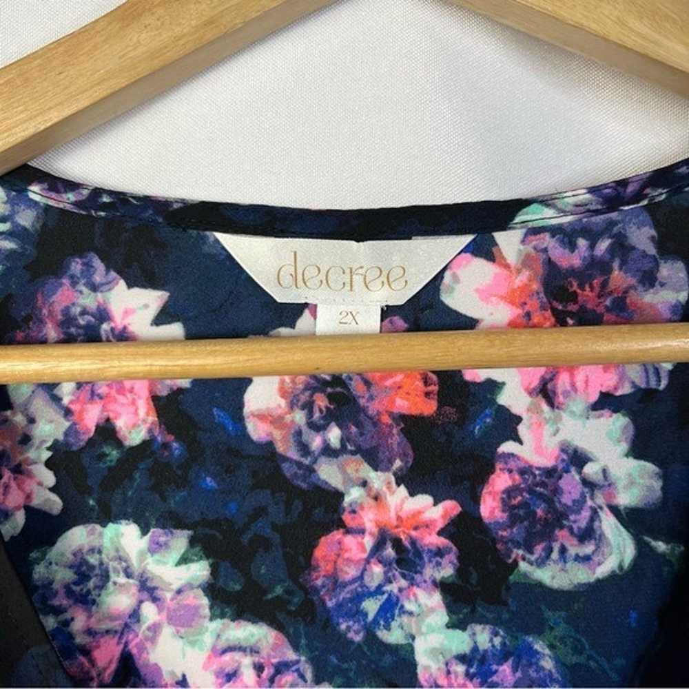 Decree Navy Blue & Pink Floral Long Sleeve Mini D… - image 4