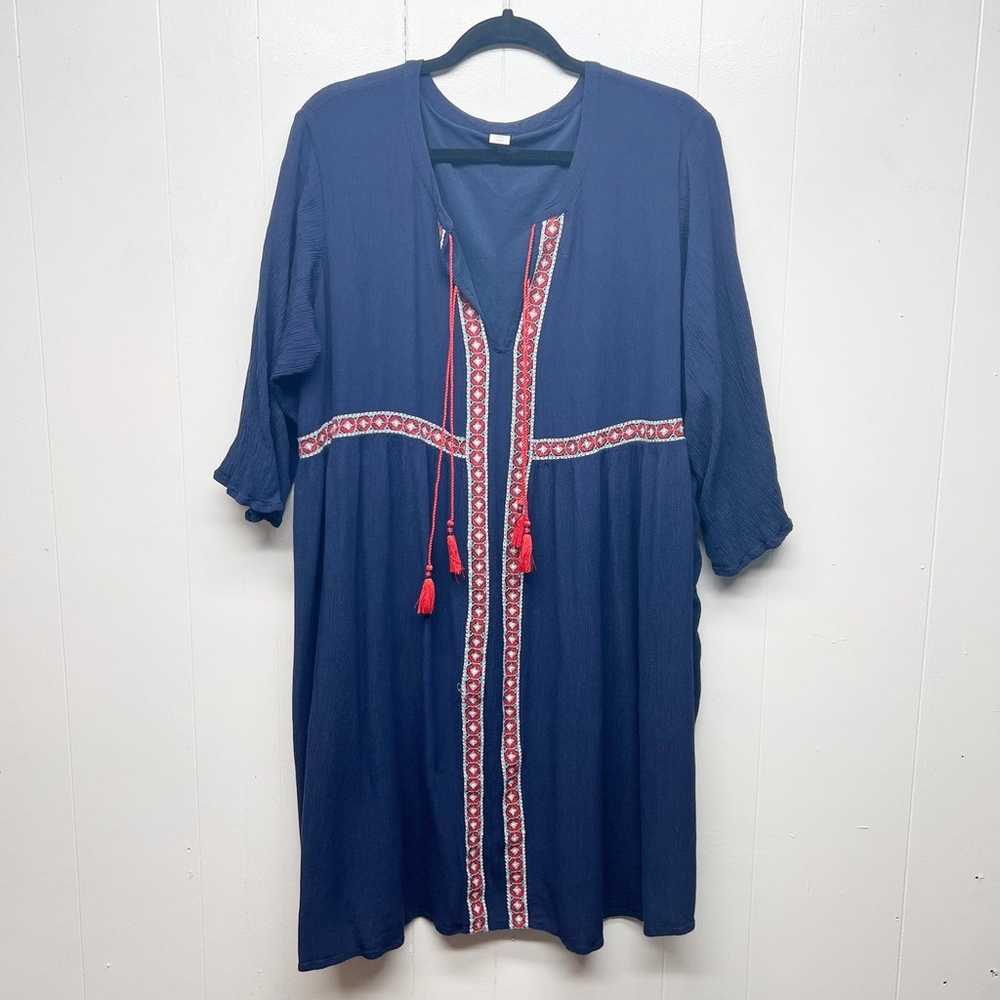 Old Navy Navy Blue Bohemian Women's Embroidered 1… - image 1