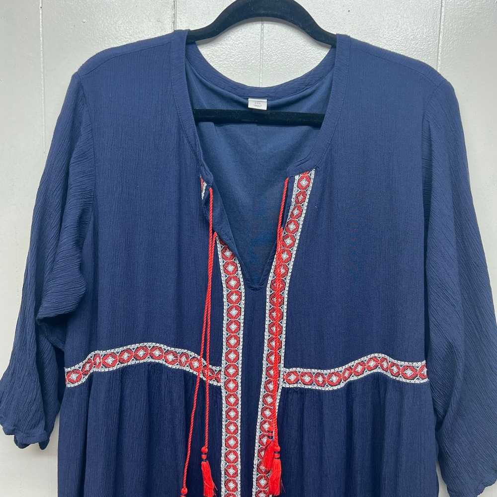 Old Navy Navy Blue Bohemian Women's Embroidered 1… - image 3