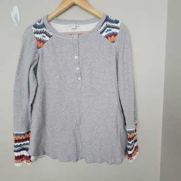 Sundance Grey Crochet Long Sleeve Vintage Vibes H… - image 1