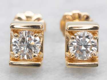 Bar Set Diamond Stud Earrings - image 1