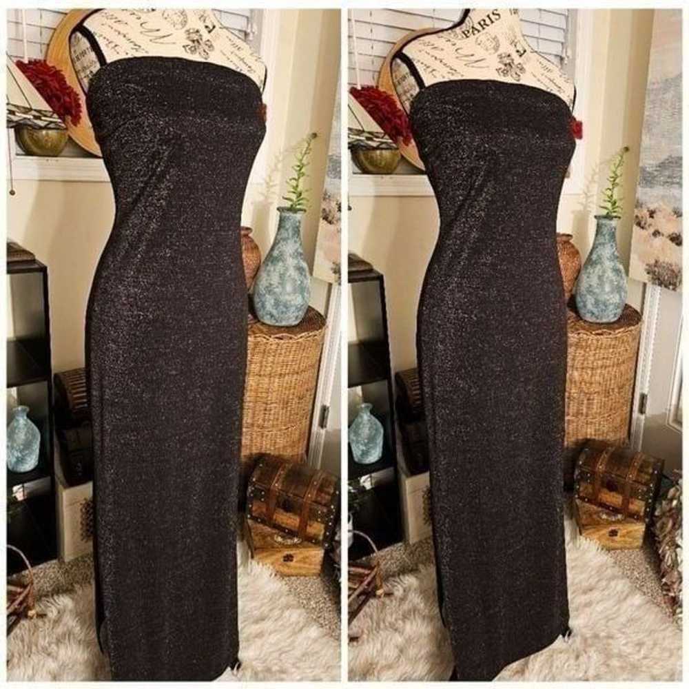 Vintage Scene Glittery Glam Maxi A- Line Straples… - image 2