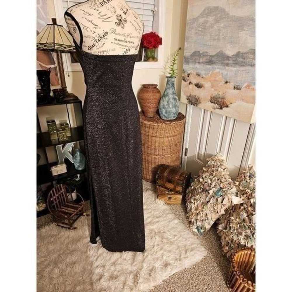 Vintage Scene Glittery Glam Maxi A- Line Straples… - image 4