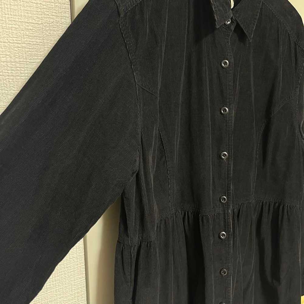 L.L.Bean Corduroy Shirt Dress Black - image 3