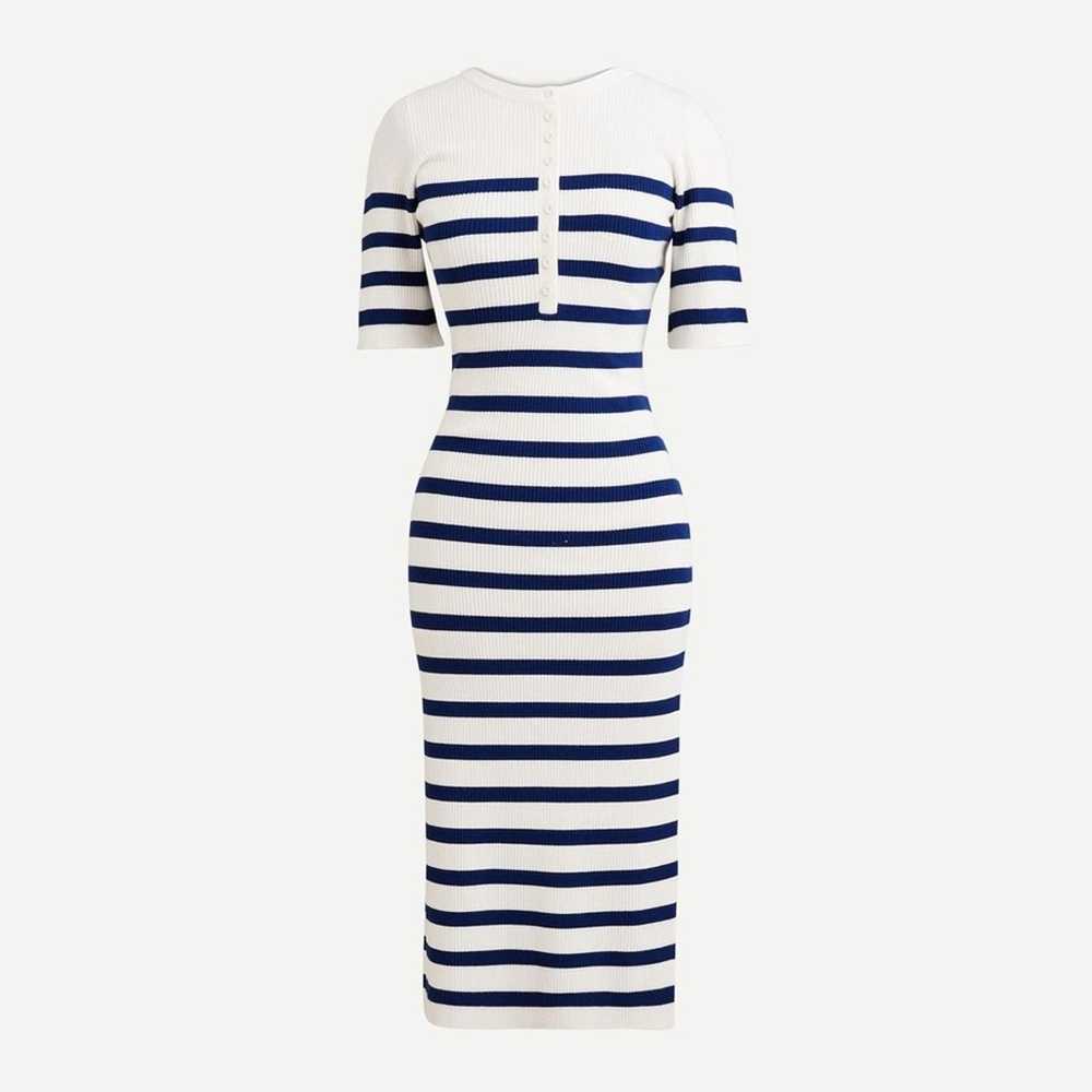 J.Crew Ribbed Blue Henley Bodycon Sweater Dress - image 1