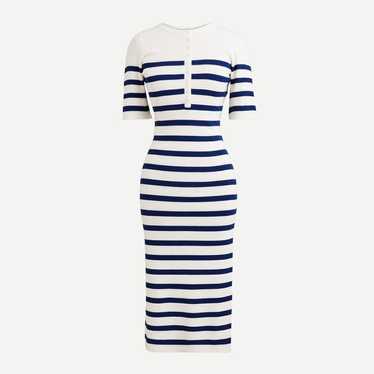 J.Crew Ribbed Blue Henley Bodycon Sweater Dress - image 1