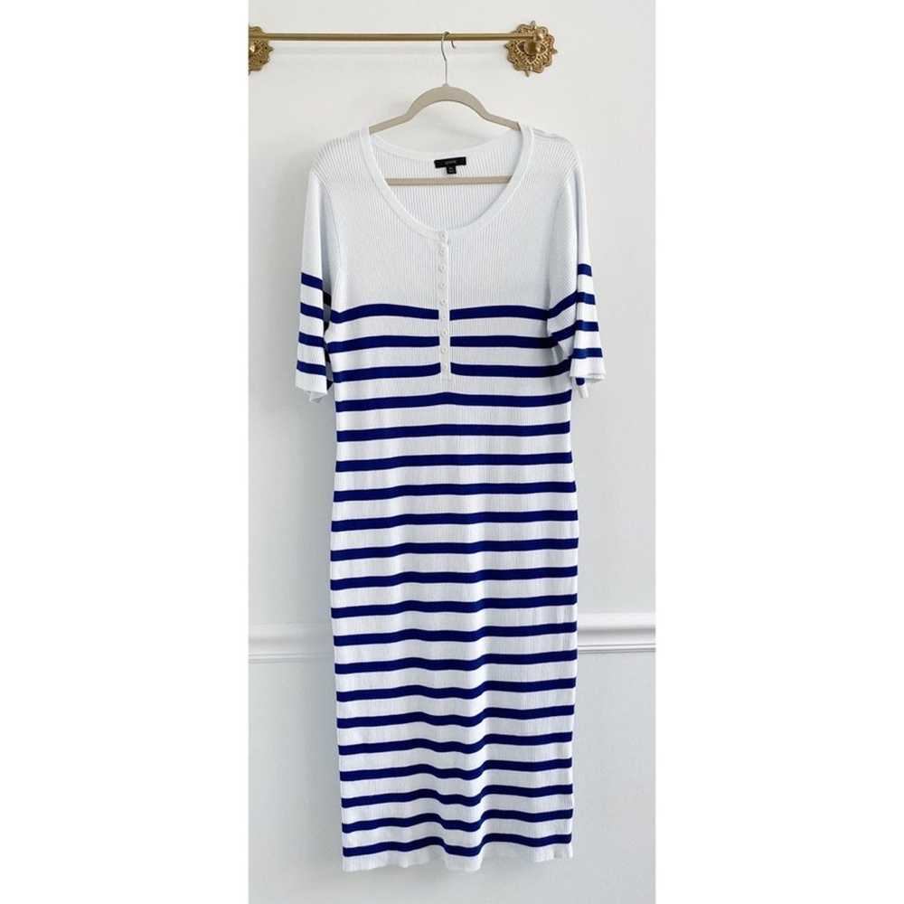 J.Crew Ribbed Blue Henley Bodycon Sweater Dress - image 3