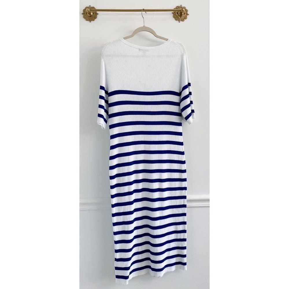 J.Crew Ribbed Blue Henley Bodycon Sweater Dress - image 8