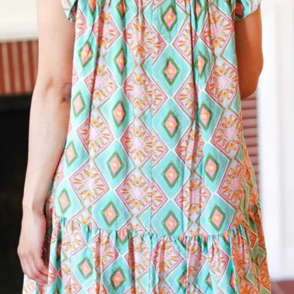 Haptics Geo Boho Print Yoke Poplin Dress - image 2