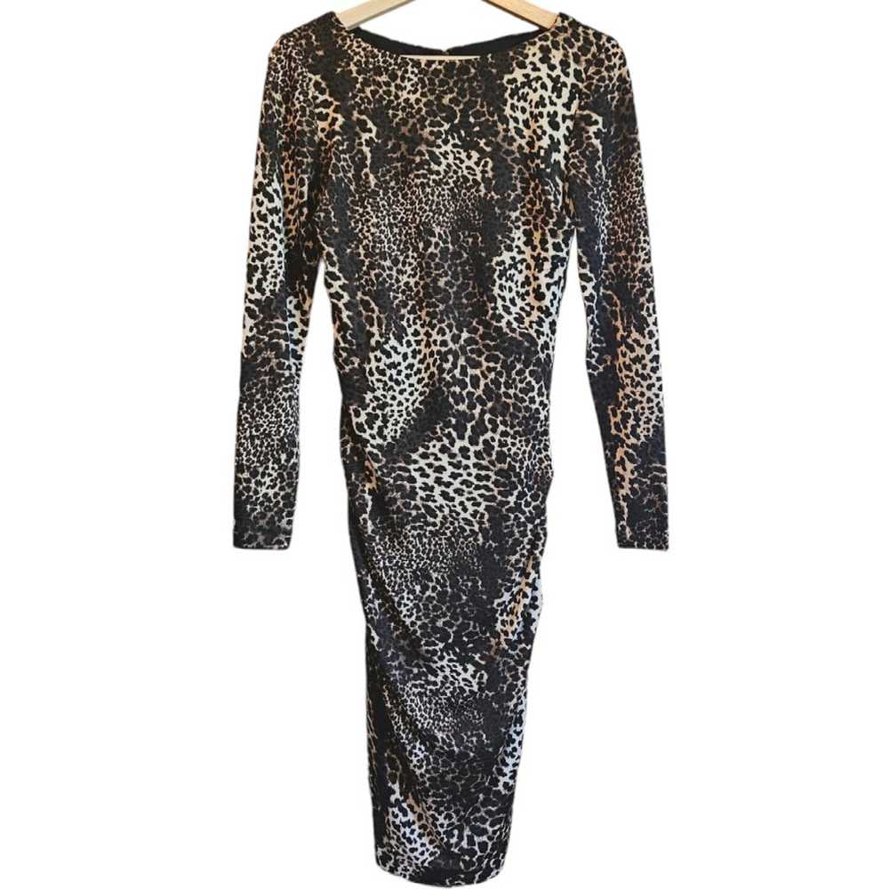 Philosophy Leopard Print Long Sleeve Ruched Bodyc… - image 1