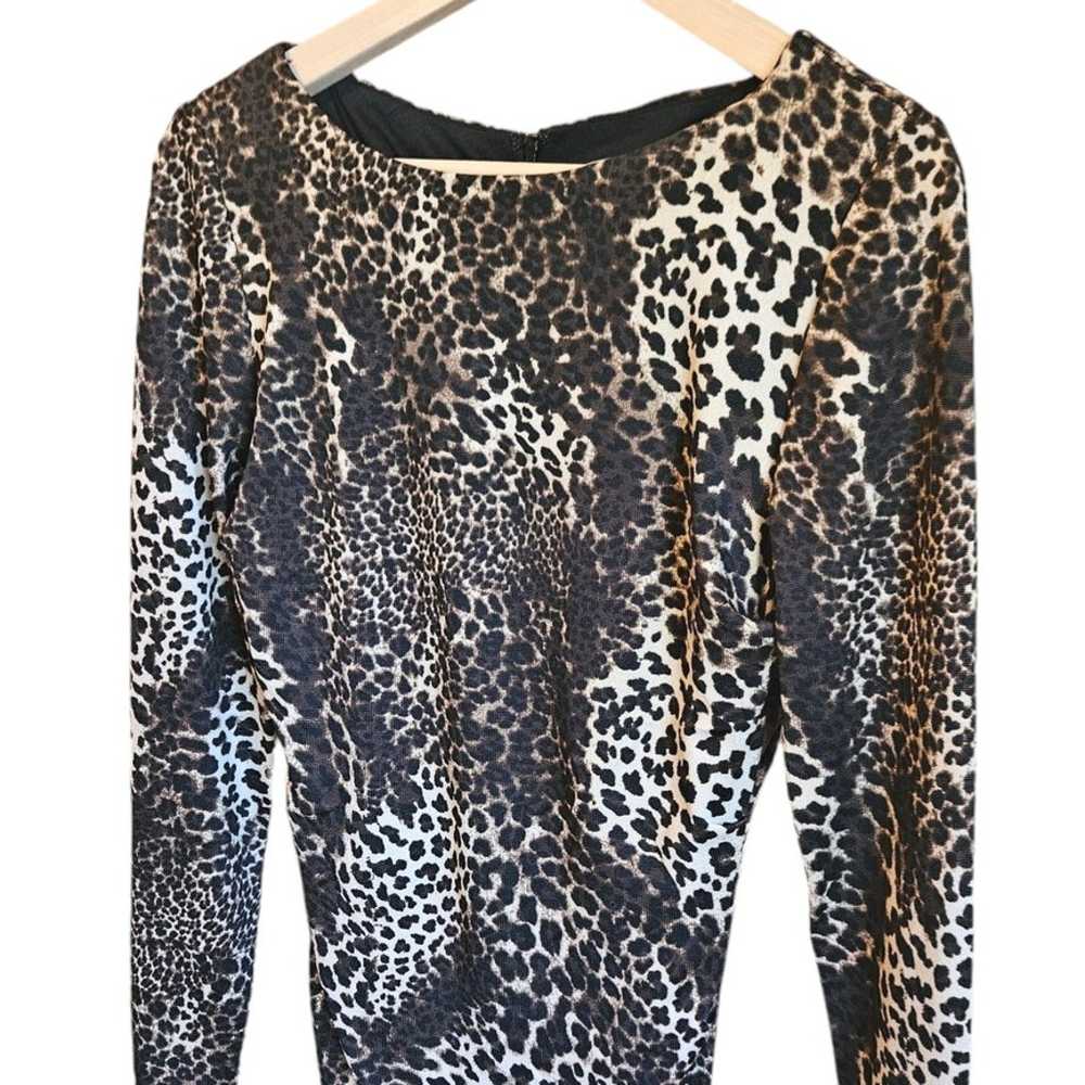 Philosophy Leopard Print Long Sleeve Ruched Bodyc… - image 2