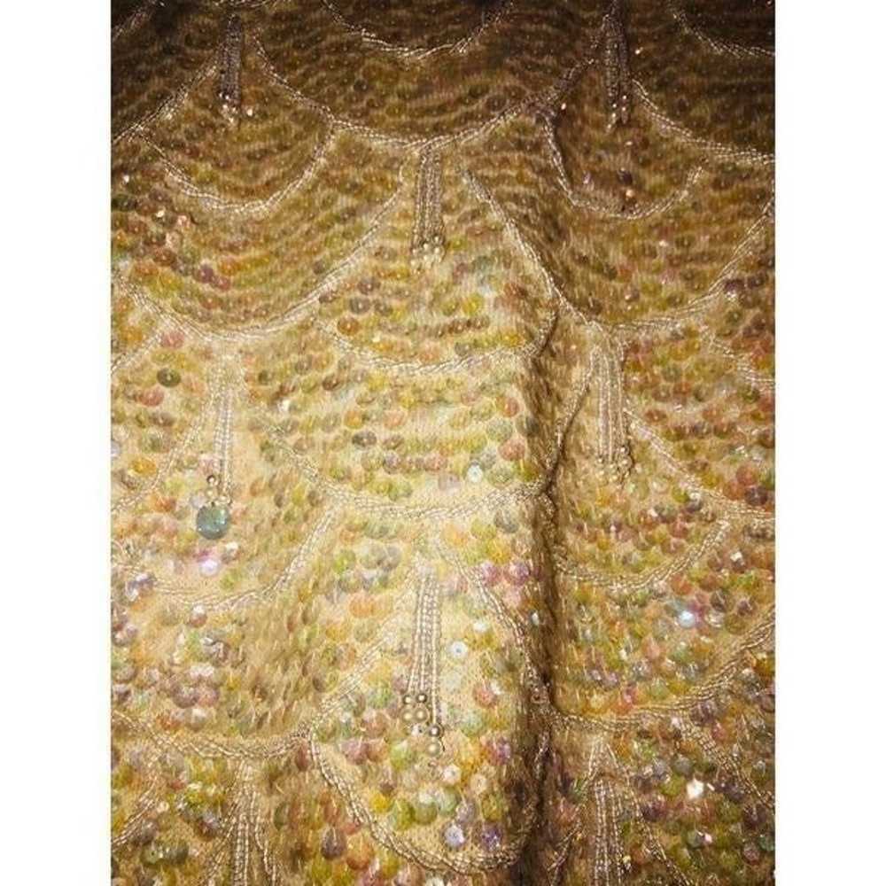 Vintage 1960’s sequin beaded cream mother of pear… - image 3