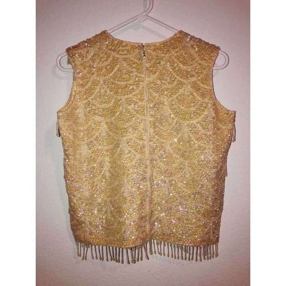 Vintage 1960’s sequin beaded cream mother of pear… - image 5