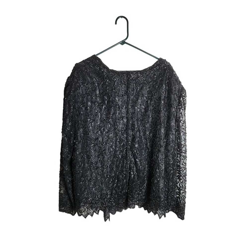 Vintage Lawrence Kazar Beaded Long Sleeve Top Bla… - image 2