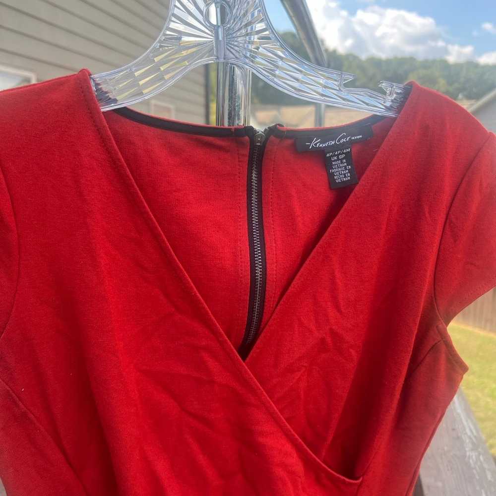 Kenneth Cole  Dress Red Size Medium Short Sleeves - image 4