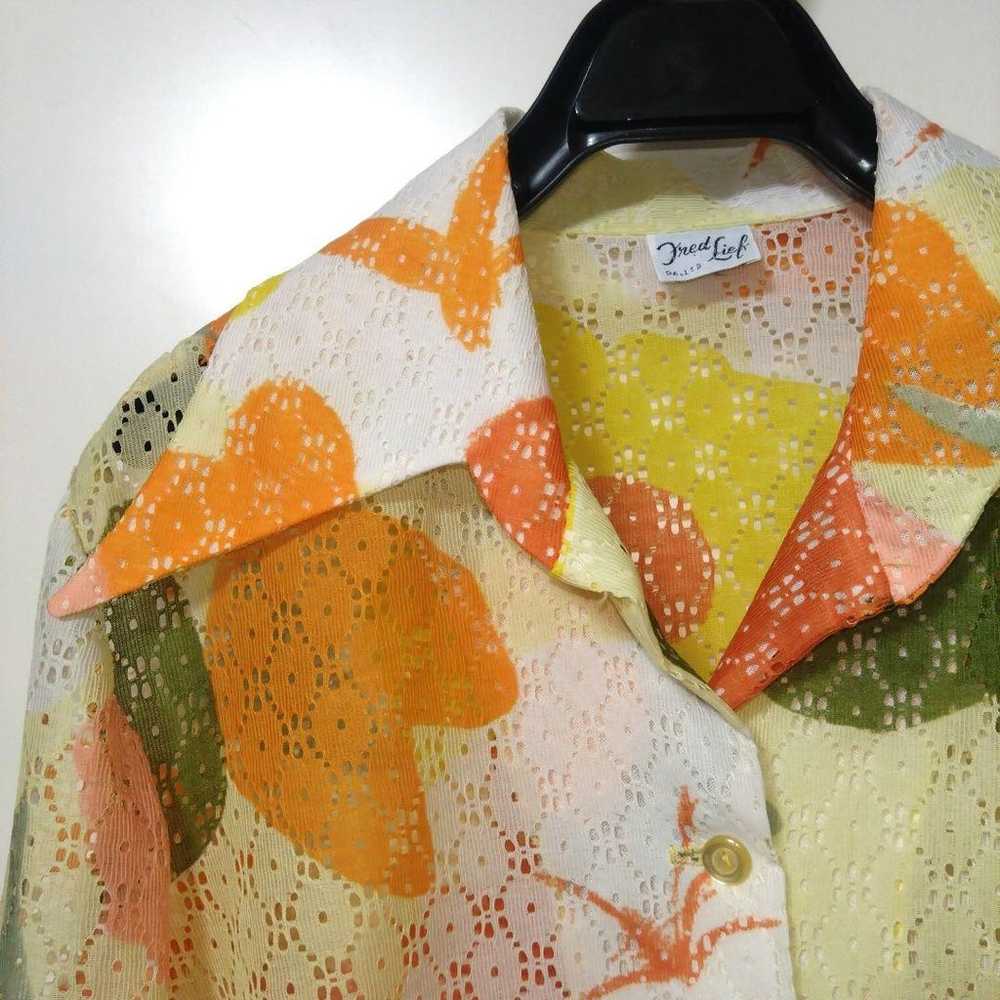 cyan vintage Shimokita blouse with a loose silhou… - image 7