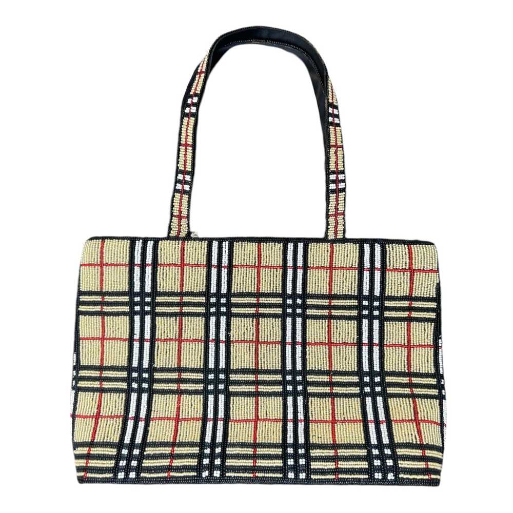 Plaid Beaded Handbag - image 1