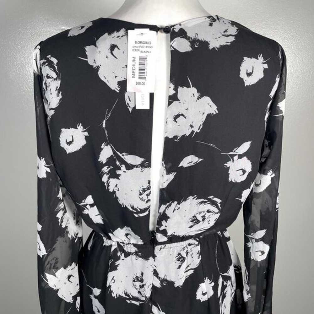 Aqua Black White Floral V Neck Empire Waist Long … - image 10