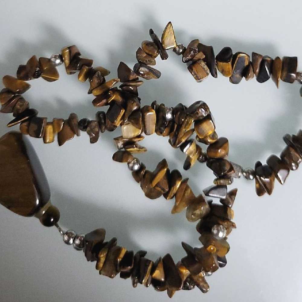 Vintage Handmade Tiger's Eye Women Necklace - image 11