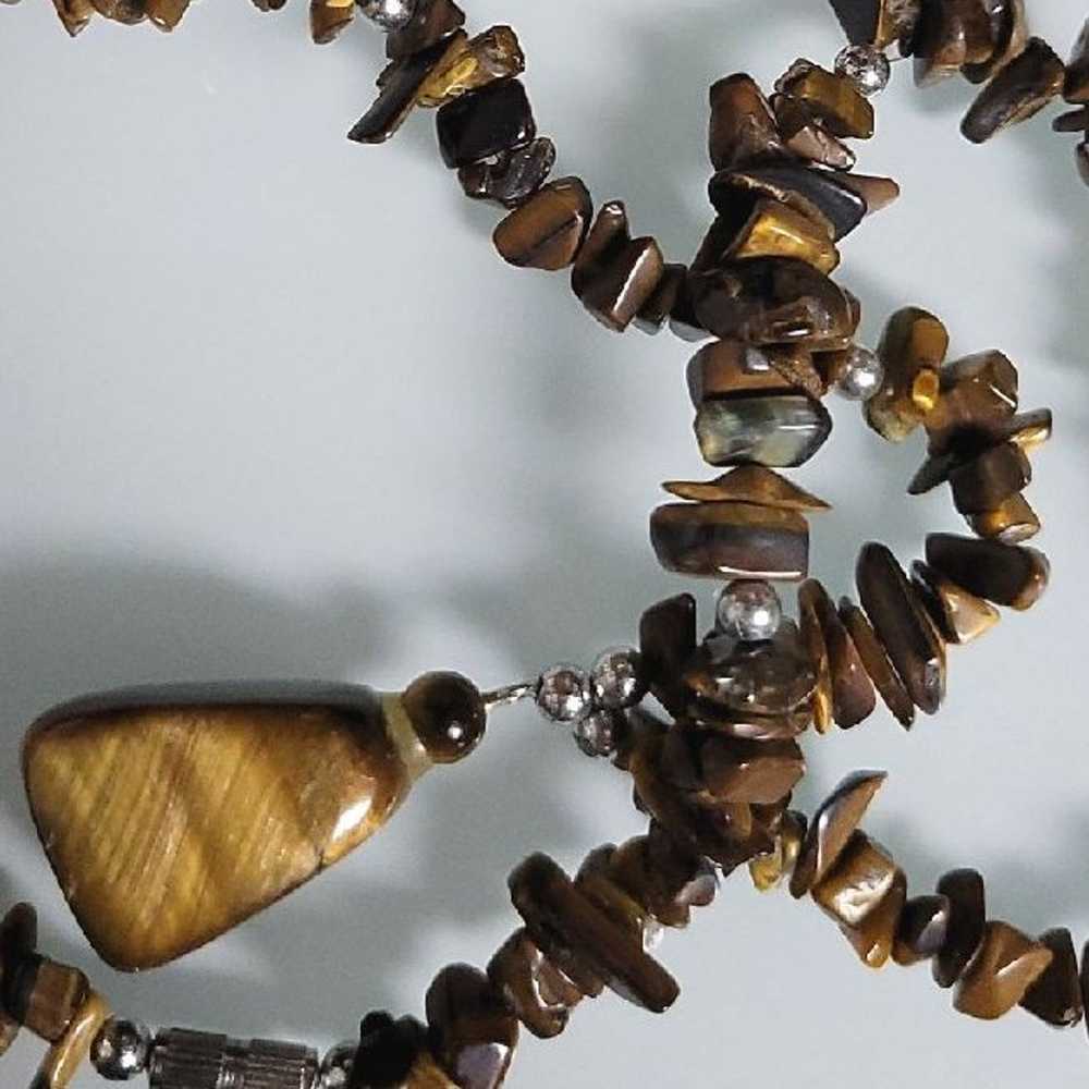 Vintage Handmade Tiger's Eye Women Necklace - image 12