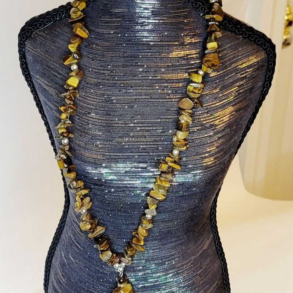 Vintage Handmade Tiger's Eye Women Necklace - image 1