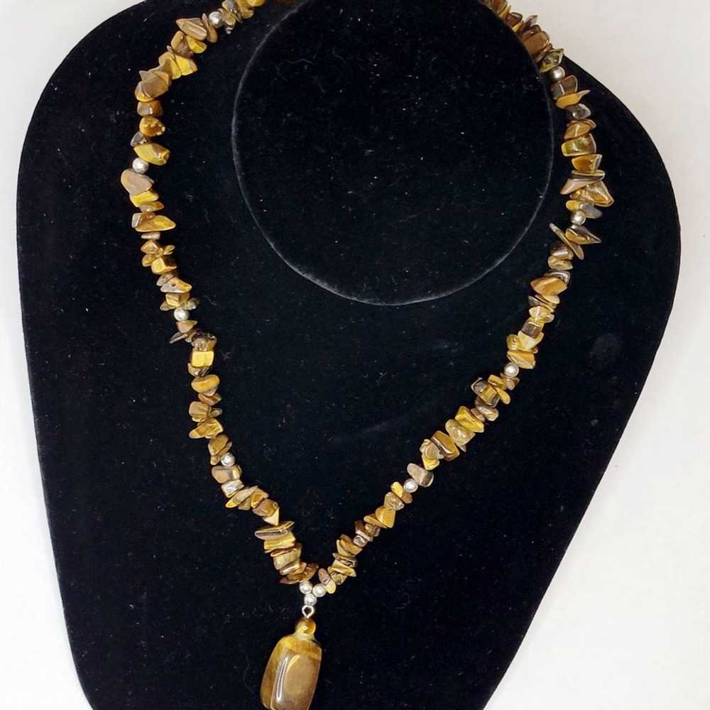 Vintage Handmade Tiger's Eye Women Necklace - image 2