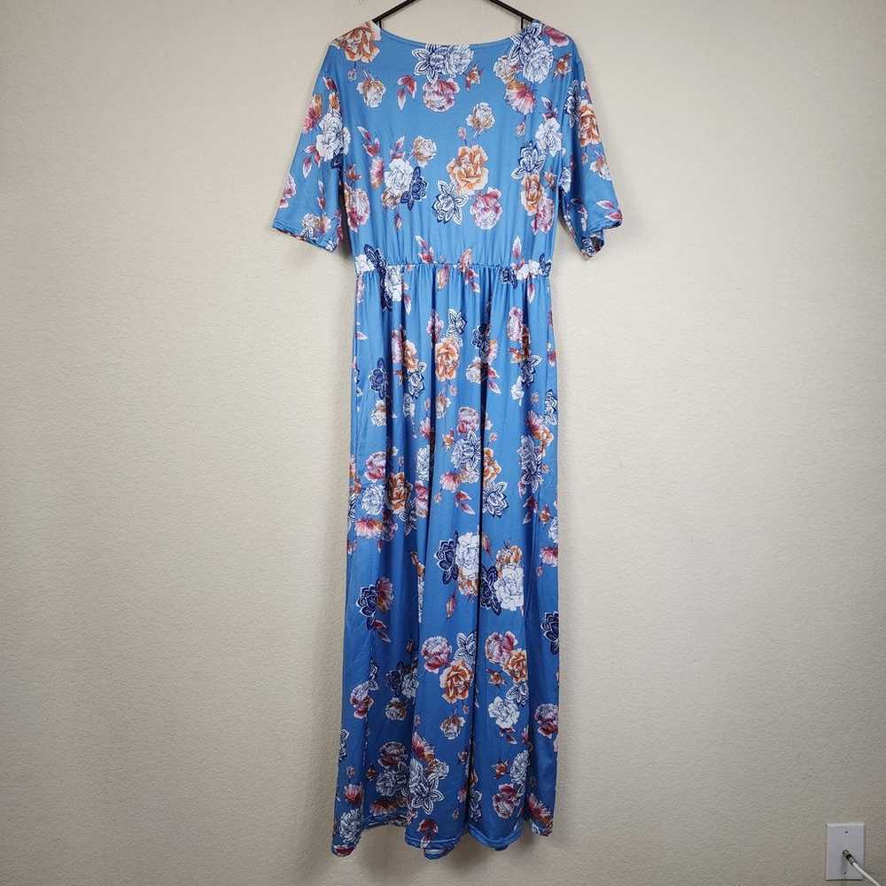 Baby Blue Large Floral Summer Dress - image 2