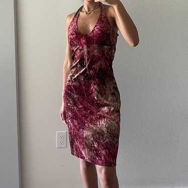 Y2K Burgundy and Brown Midi Dress