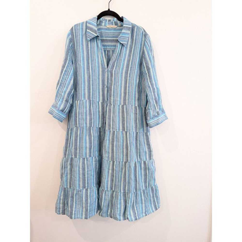 Soft Surroundings Linen Dress Womens Size XL Aqua… - image 3