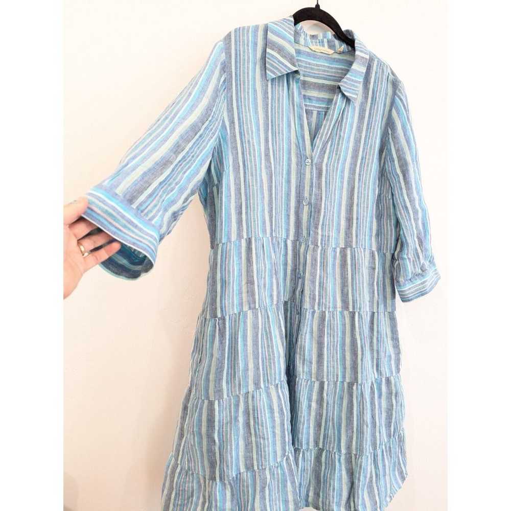 Soft Surroundings Linen Dress Womens Size XL Aqua… - image 4