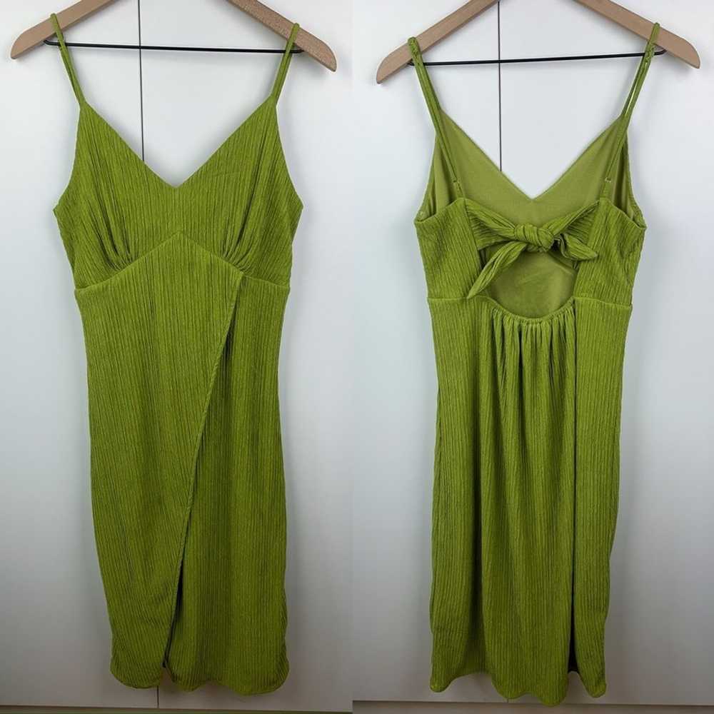 Lulus View and I Chartreuse Tie Back Faux Wrap Mi… - image 1