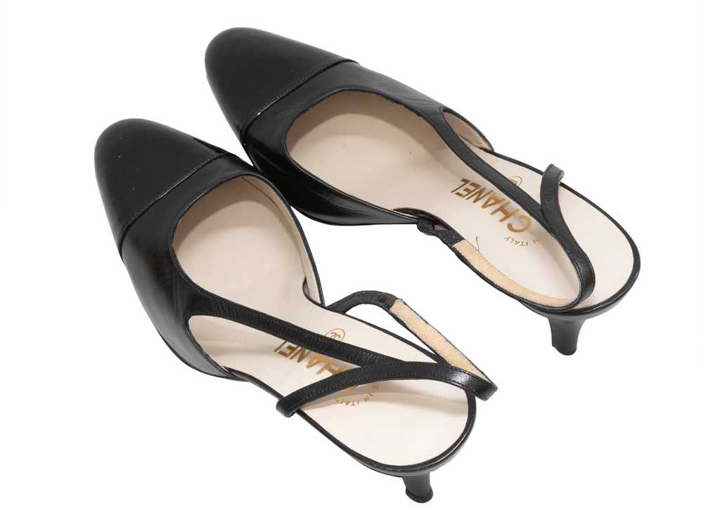 Black Chanel Patent Leather Slingbacks Size 37 - image 3