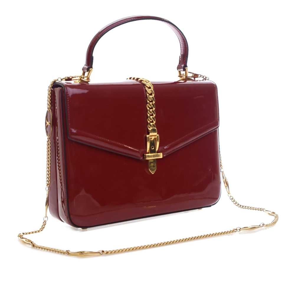 Red Gucci Small Patent Sylvie 1969 Satchel - image 2