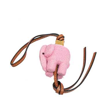 Pink LOEWE Felt and Calfskin Elephant Bag Charm - image 1