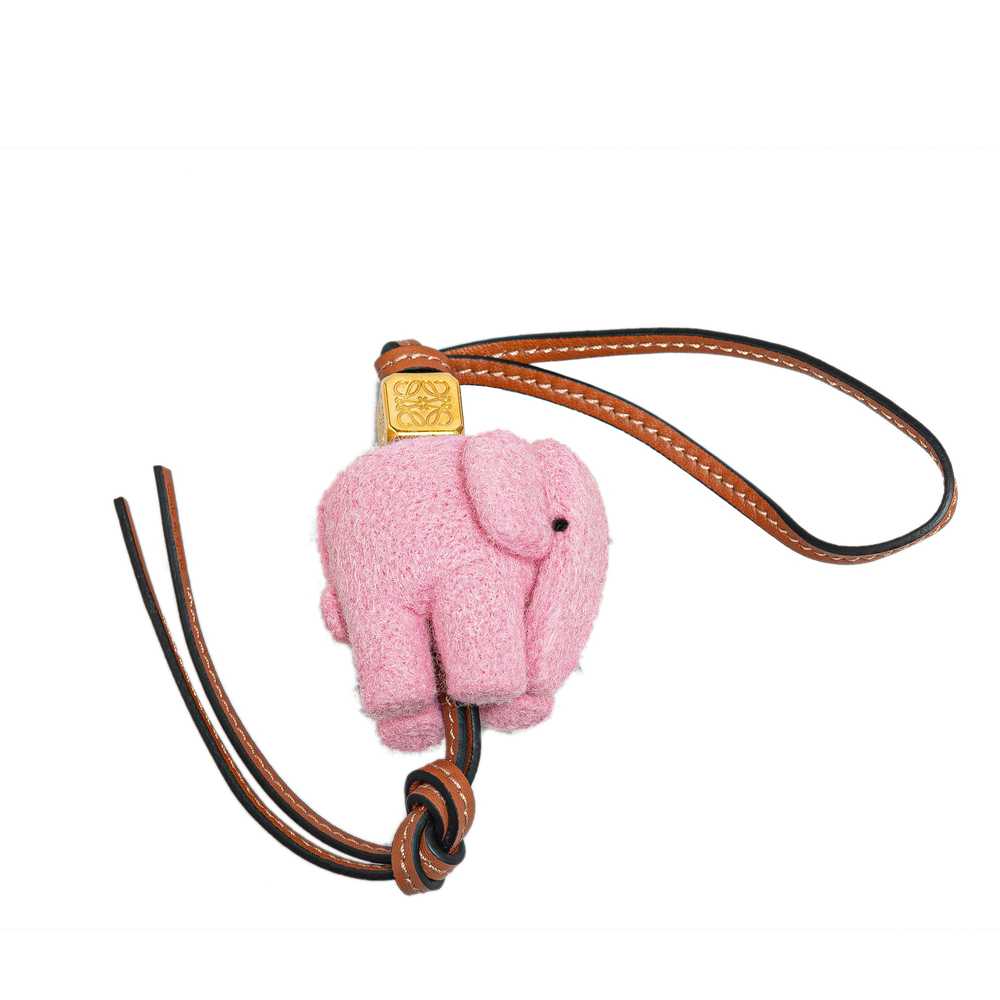 Pink LOEWE Felt and Calfskin Elephant Bag Charm - image 2