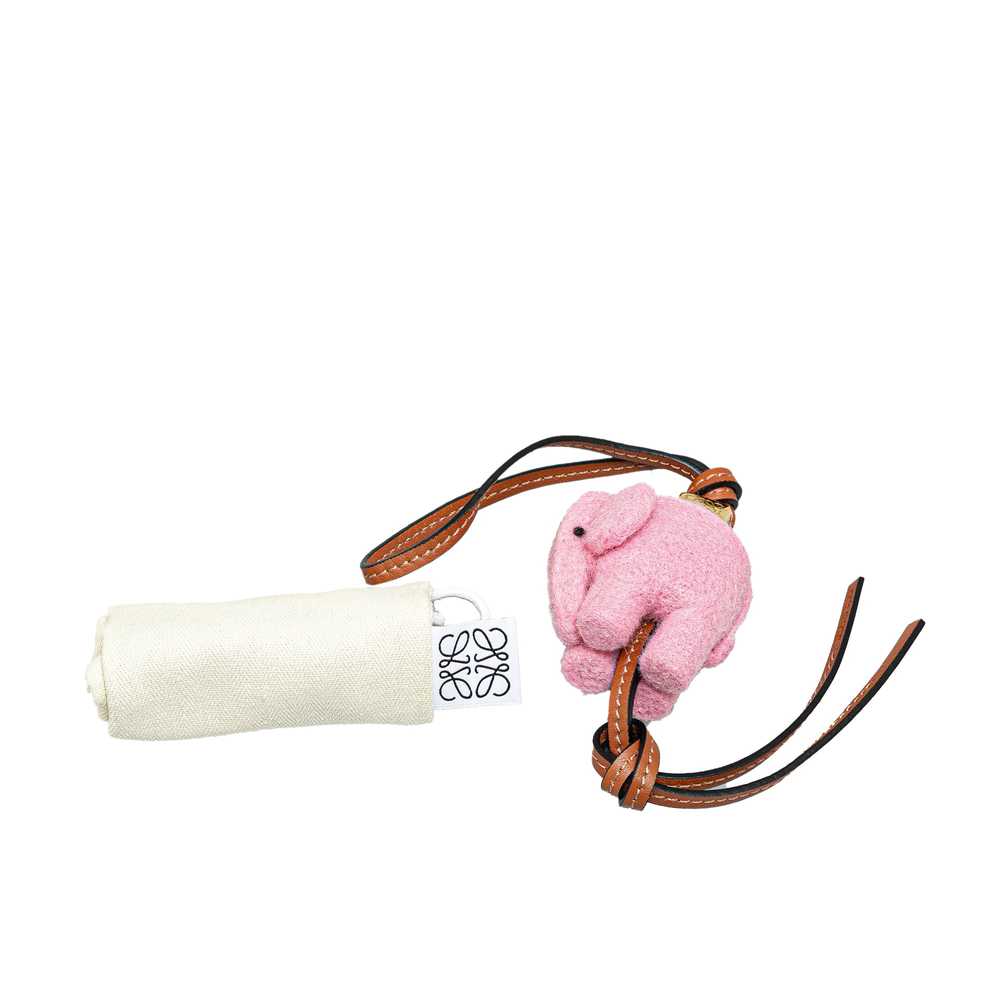 Pink LOEWE Felt and Calfskin Elephant Bag Charm - image 5