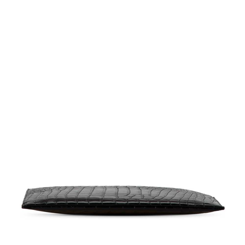 Black Saint Laurent Croc Embossed Leather Clutch - image 3