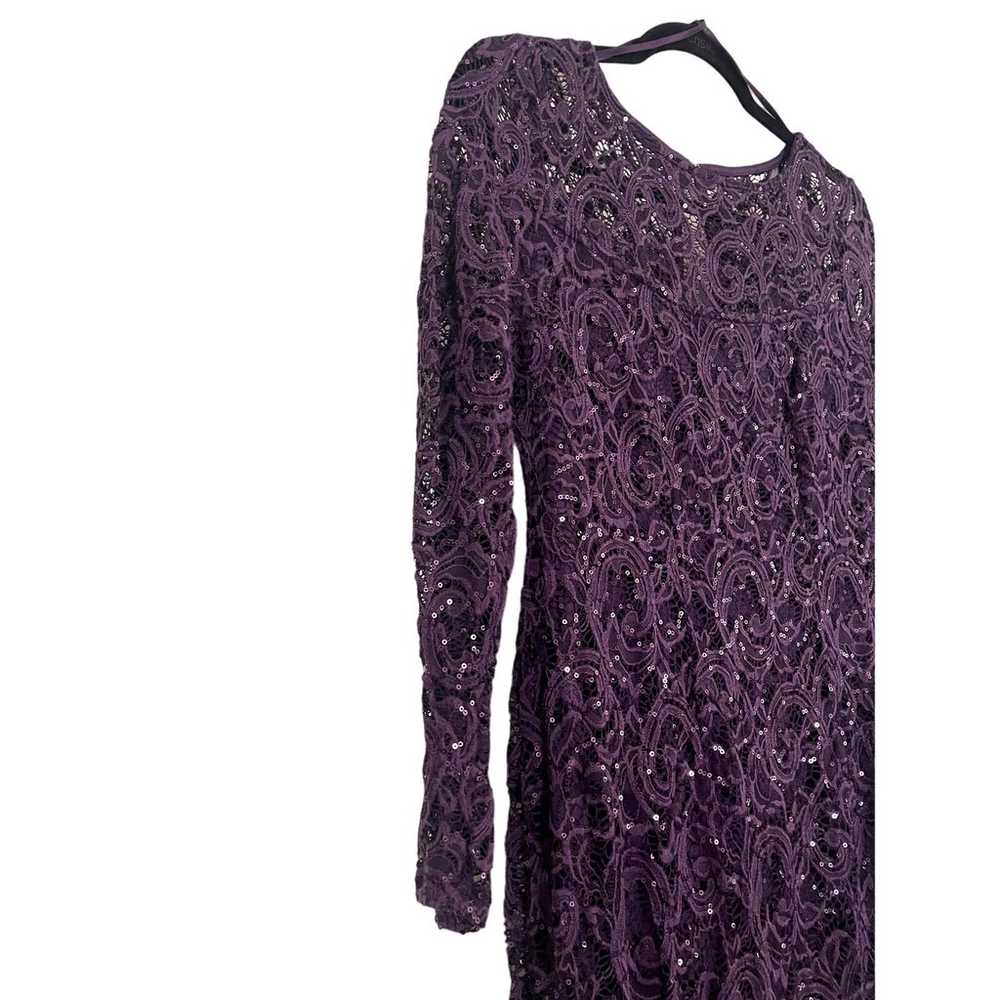 Marina formal gown Purple lace w/ sequin long sle… - image 3