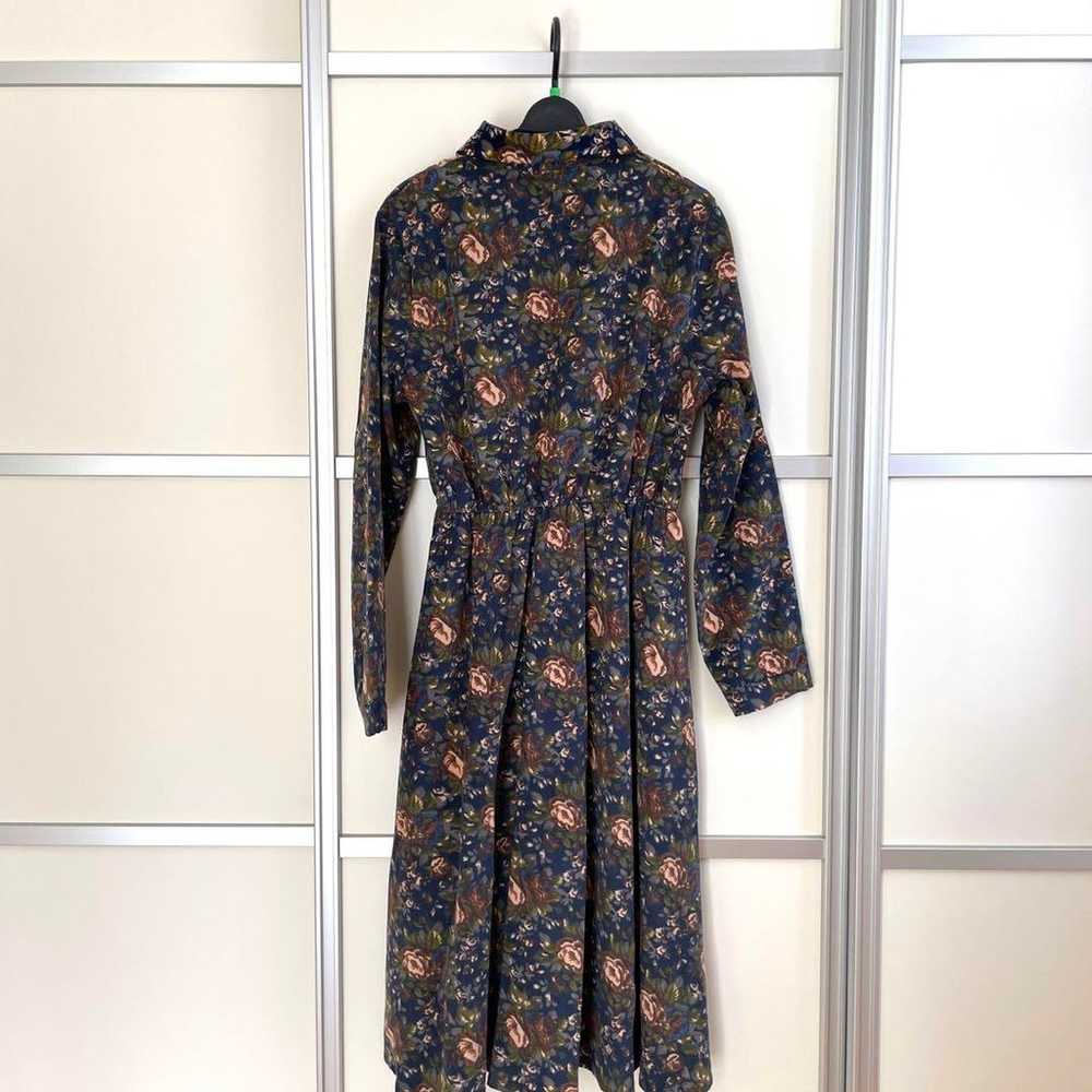 Navy Floral Corduroy Long Sleeve Knee-Length Dres… - image 2