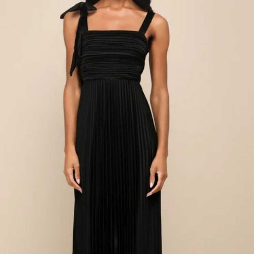 New $88 Lulus pleated classy black maxi dress gown - image 1