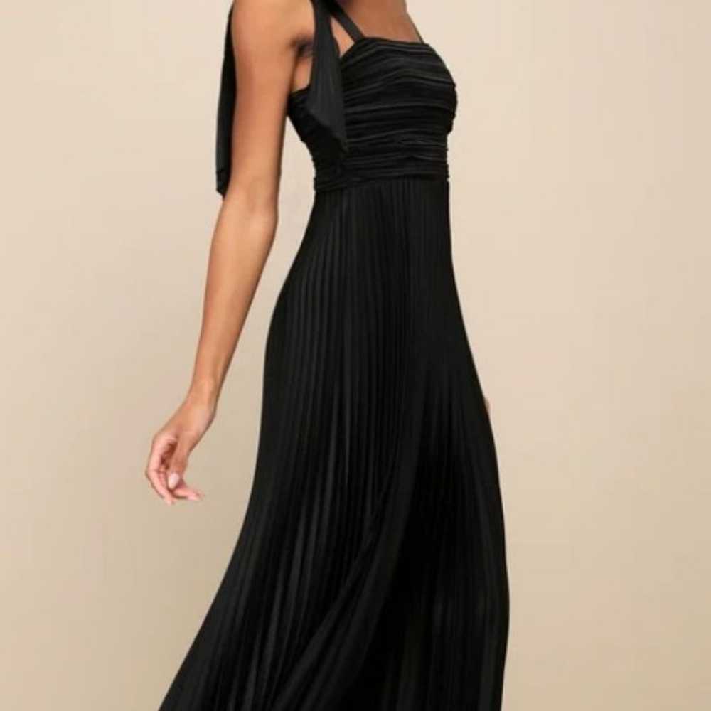 New $88 Lulus pleated classy black maxi dress gown - image 2