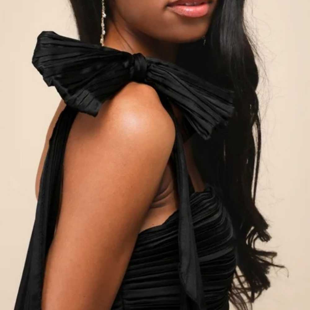 New $88 Lulus pleated classy black maxi dress gown - image 3