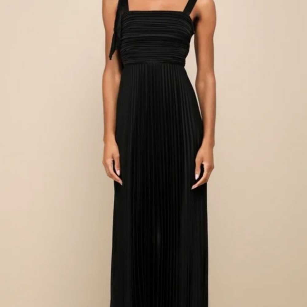 New $88 Lulus pleated classy black maxi dress gown - image 5