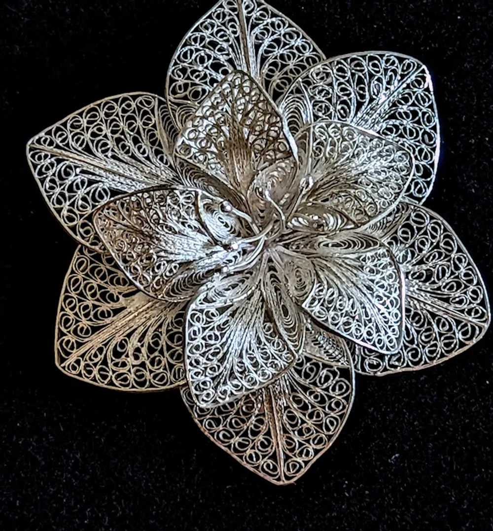 CHRISTMAS Flower or Poinsettia Large Sterling sil… - image 2