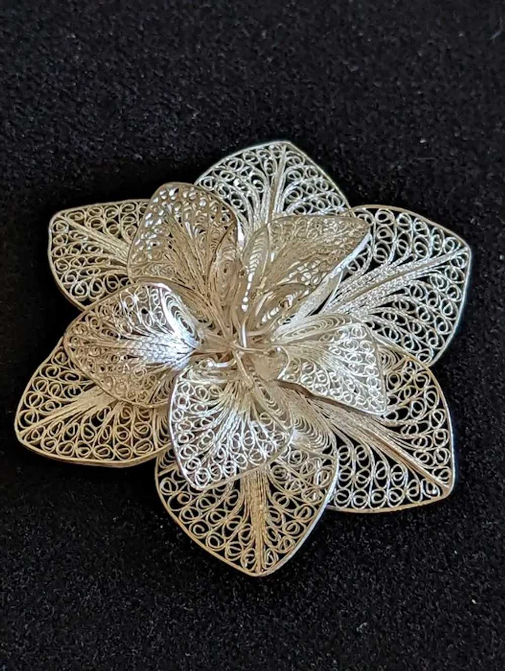 CHRISTMAS Flower or Poinsettia Large Sterling sil… - image 3