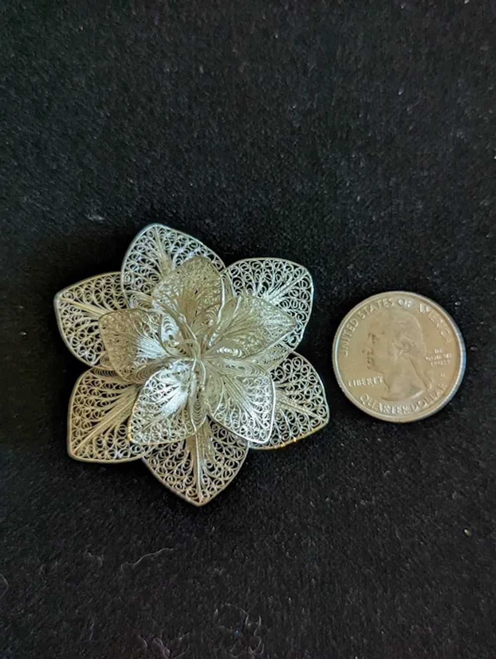 CHRISTMAS Flower or Poinsettia Large Sterling sil… - image 4