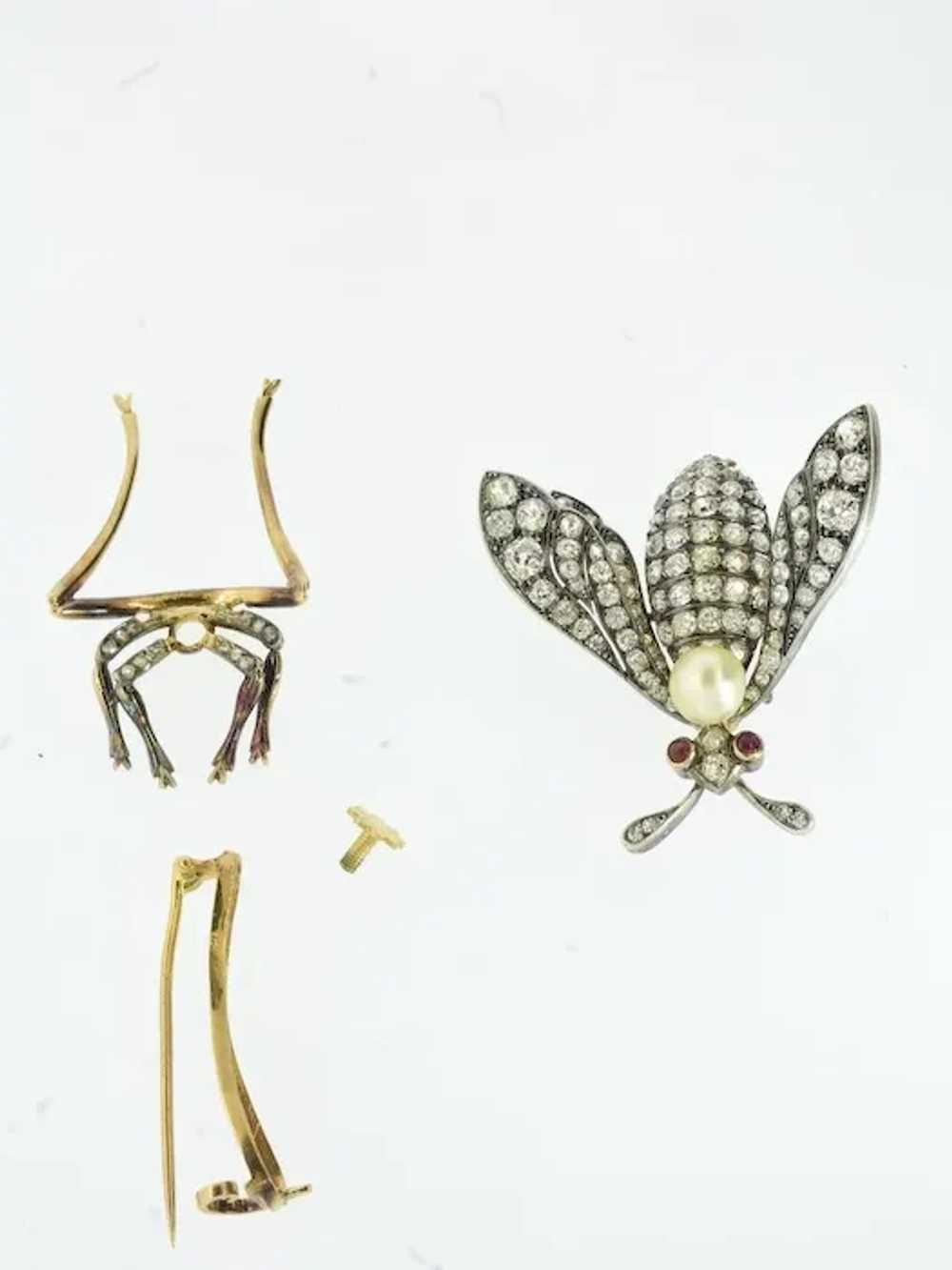 Antique Diamond Large Wasp Brooch French, c. 1840 - image 10