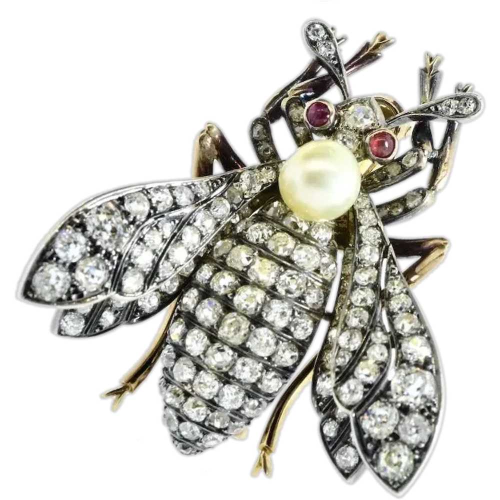 Antique Diamond Large Wasp Brooch French, c. 1840 - image 1