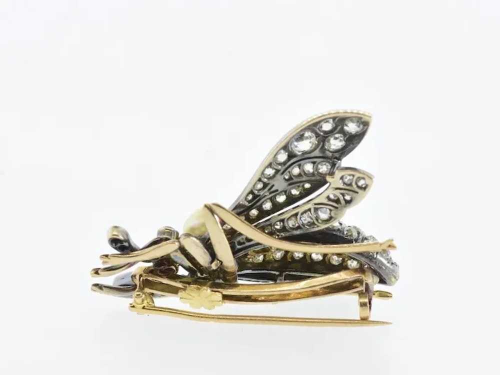 Antique Diamond Large Wasp Brooch French, c. 1840 - image 8